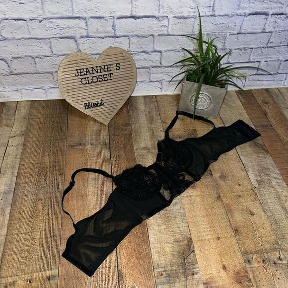 Cacique Velvet-Trim Unlined Balconette Bra 42D - Picture 6 of 9